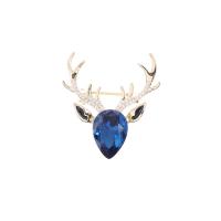 Cubic Zirconia Brooch, Brass, Antlers, real gold plated, micro pave cubic zirconia & for woman 