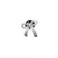 Cubic Zirconia Brooch, Brass, Bowknot, silver color plated, Unisex & micro pave cubic zirconia 