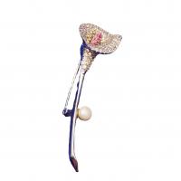Cubic Zirconia Brooch, Brass, with Plastic Pearl, Calla Lily, plated, Unisex & micro pave cubic zirconia 