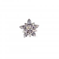 Cubic Zirconia Brooch, Brass, Flower, silver color plated, Unisex & micro pave cubic zirconia, 28mm 