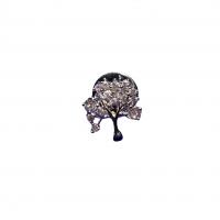 Cubic Zirconia Brooch, Brass, Tree, silver color plated, Unisex & micro pave cubic zirconia 