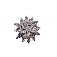 Cubic Zirconia Brooch, Brass, Snowflake, silver color plated, Unisex & micro pave cubic zirconia, 33mm 