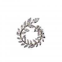 Cubic Zirconia Brooch, Brass, Flower, silver color plated, Unisex & micro pave cubic zirconia 