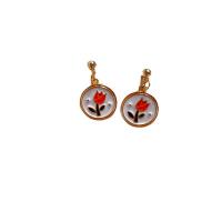 Enamel Zinc Alloy Drop Earring, gold color plated & for woman 