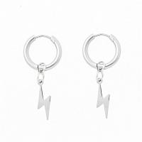 Huggie Hoop Drop Earring, Acier titane, Symbole de la foudre, bijoux de mode & unisexe, couleur originale, 35mm, Vendu par paire