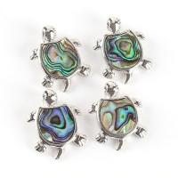 Zinc Alloy Shell Pendants, Abalone Shell, with Zinc Alloy, Turtle, mixed colors 
