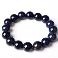 Blue Goldstone Bracelet, Blue Sandstone, Unisex & anti-fatigue, blue Approx 18 cm 