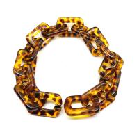 Акриловые Связывание кольцо, Акрил, Прямоугольная форма, DIY & леопардовый узор, желтый Приблизительно 238ПК/сумка, продается сумка