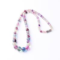 Colorful Fluorite Necklace, Round, for woman, multi-colored, 8mm Approx 14.96 Inch 
