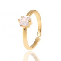 Circón cúbico anillo de dedo de latón, metal, chapado en color dorado, micro arcilla de zirconia cúbica & para mujer, dorado, 21mm, Vendido por UD