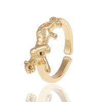 Латунь Манжеты палец кольцо, Леопард, плакирован золотом, Женский, Золотой, 21mm, продается PC