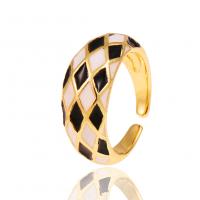 Brass Cuff Finger Ring, gold color plated, for woman & enamel, golden, 21mm 