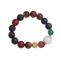 Wrist Mala, Miracle Agate, with Green Agate & White Agate & Zinc Alloy, fashion jewelry & for woman, 12mm Approx 5.51-6.3 Inch 