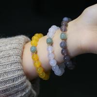 Agate Bracelets, with Hetian Jade & Brass, fashion jewelry & for woman, 10mm Approx 5.51-6.3 Inch 