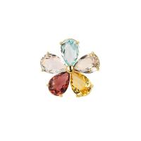 Cubic Zirconia Brooch, Brass, Flower, plated, micro pave cubic zirconia & for woman 