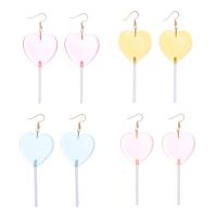 Resin Zinc Alloy Earring, with Zinc Alloy, Lollipop, gold color plated, for woman 