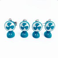 Resin Drop Earring, Fan, platinum color plated & for woman, skyblue 