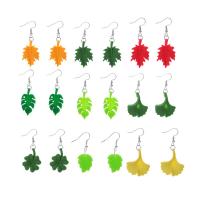 Resin Zinc Alloy Earring, with Zinc Alloy, Leaf & for woman 