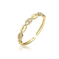 Brass Cuff Bangle, gold color plated, Adjustable & micro pave cubic zirconia & for woman & hollow, 56mm 