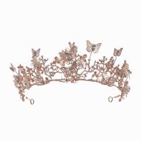 Couronne impériale de mariée, alliage de zinc, avec cristal & perle de plastique, Placage, pour femme, couleurs mélangées Vendu par PC