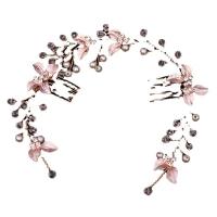 Braut Stirnschmuck, Zinklegierung, mit Kunststoff Perlen, für Frau & mit Strass, gemischte Farben, 350mm, verkauft von PC