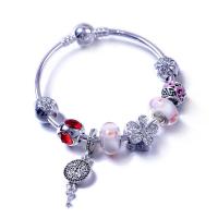 alliage de zinc bracelet ordinaire, avec chalumeau, Placage, pour femme & avec strass, couleurs mélangées, Vendu par PC