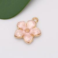 Zinc Alloy Enamel Pendants, Flower, gold color plated, DIY 