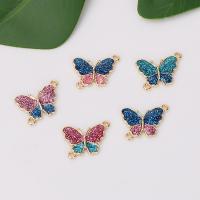 Enamel Zinc Alloy Connector, Butterfly, gold color plated, DIY & 1/1 loop 
