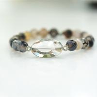 Crystal Bracelets, Dragon Veins Agate, with Crystal, Unisex & faceted, mixed colors, 8mm Approx 7.5 Inch 