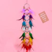 Fashion Dream Catcher, Feather, with Velveteen & Wood & Iron, handmade, multi-colored .53 Inch 