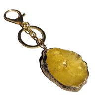 Ice Quartz Agate Key Clasp, with Zinc Alloy, irregular, gold color plated, Unisex 30-50mm 