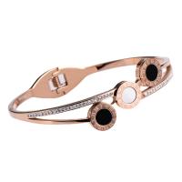 Stainless Steel Bangle, 316 Stainless Steel, Round, Vacuum Ion Plating, fashion jewelry & for woman & with rhinestone & blacken 