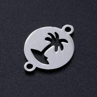 Stainless Steel Charm Connector, 201 Stainless Steel, Palm Tree, Vacuum Ion Plating, fashion jewelry & polished & DIY & Unisex 