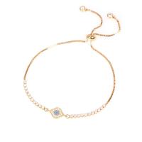 Cubic Zirconia Micro Pave Brass Bracelet, gold color plated, fashion jewelry & micro pave cubic zirconia & for woman Approx 6.3-8.67 Inch 