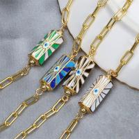 Enamel Brass Bracelets, gold color plated, fashion jewelry & Unisex & evil eye pattern Approx 6.3-8.67 