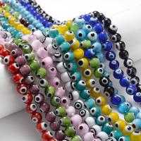 Böser Blick Lampwork Perlen, Glasperlen, mit Lampwork, rund, DIY, keine, 8mm, Länge:ca. 15 ZollInch, ca. 48PCs/Strang, verkauft von Strang