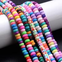 Rondelle Polymer Clay Beads, argile de polymère, DIY, couleurs mélangées Environ 15 pouce, Vendu par brin