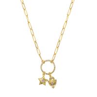metal, con 1.96inch extender cadena, Estrella, 18K chapado en oro, micro arcilla de zirconia cúbica & para mujer & hueco, 18x32mm, longitud:aproximado 15.7 Inch, Vendido por UD