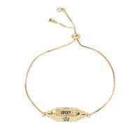 Brass Bracelets, 18K gold plated, box chain & with letter pattern & for woman Approx 8.6 Inch 