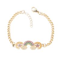 Cubic Zirconia Micro Pave Brass Bracelet, with 1.18inch extender chain, Rainbow, gold color plated & micro pave cubic zirconia & for woman Approx 6.7 Inch 