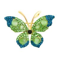 Rhinestone Zinc Alloy Brooch, Butterfly, plated, for woman & with rhinestone 