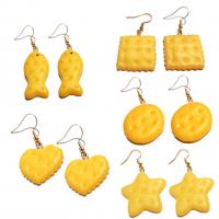 Resin Drop Earring, Biscuit & for woman, khaki 