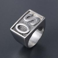 Titanium Steel Finger Ring, polished, Unisex & with letter pattern, original color 