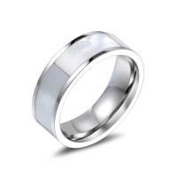 Titanium Steel Finger Ring, with Shell, polished, Unisex original color 