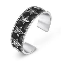 Titanium Steel Cuff Bangle, polished, Adjustable & with star pattern & for woman & blacken, original color 
