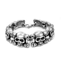 Titanium Steel Bracelet & Bangle, Skull, polished, for man, original color Approx 8.26 Inch 