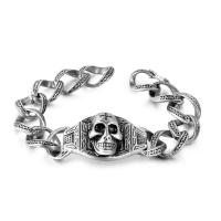 Titanium Steel Bracelet & Bangle, Skull, polished, for man, original color Approx 8.66 Inch 