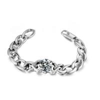 Titanium Steel Bracelet & Bangle, polished, for man & with rhinestone, original color Approx 8.46 Inch 