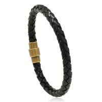 PU Leather Cord Bracelets, with Brass, handmade, fashion jewelry & Unisex 6mm Approx 21 cm 