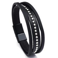 PU Leather Cord Bracelets, with Zinc Alloy, handmade, fashion jewelry & Unisex Approx 20.5 cm 